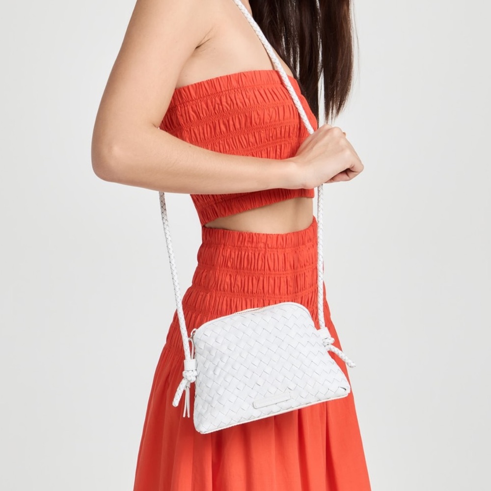 LOEFFLER RANDALL MALLORY WOVEN LEATHER BAG - white